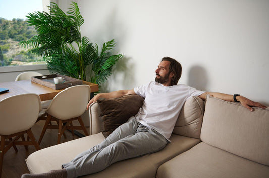 Sober man on the couch